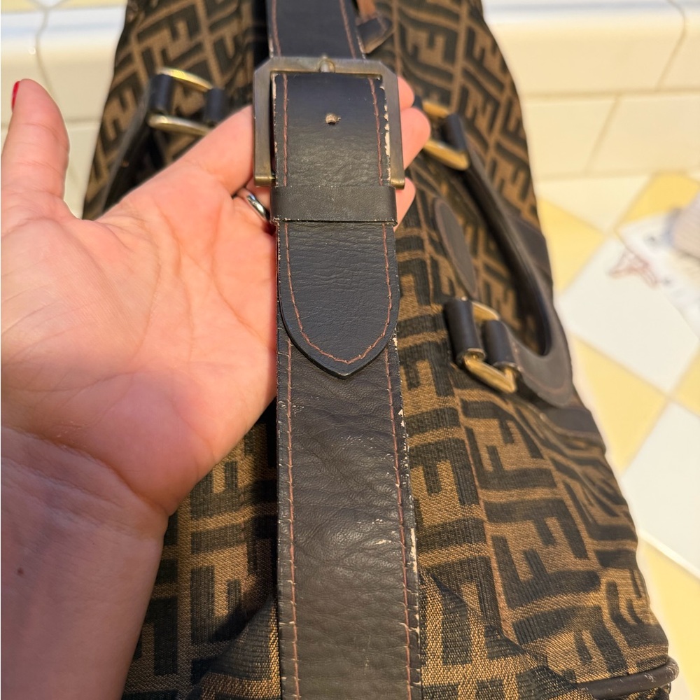 Fendi Brown FF Logo Canvas Duffel Bag - Picture 11 of 16